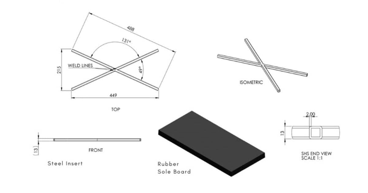 Rubber scaffolding sole boards